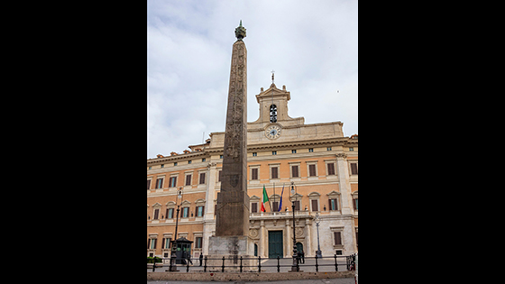 Montecitorio Obelisk, Rome: The pharaoh Psamtik II put this obelisk up in Heliopolis around 595 B.C. It was moved to Rome by the emperor Augustus after he conquered Egypt in 31 B.C. It was once thought to have been part of a giant sundial, but this theory is now in question.