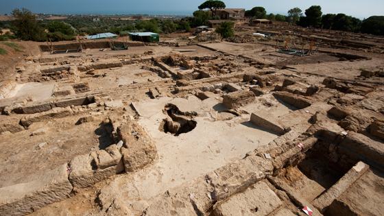 A view of the newly discovered Insula IV of the Hellenistic-Roman quarter of Agrigento. At the center of the insula excavators have uncovered a fourth-century A.D. bath complex.