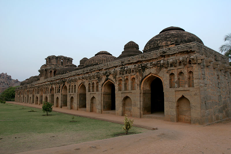 Elephant stables in what is known as the zenana enclosure, part of Hampi’s Royal Center 