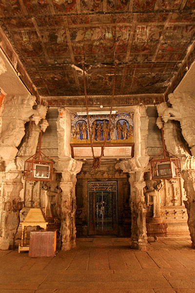 One of the central shrines of the Virupaksha Temple complex, which is dedicated to the god Shiva and predates the city of Vijayanagara by several hundred years 