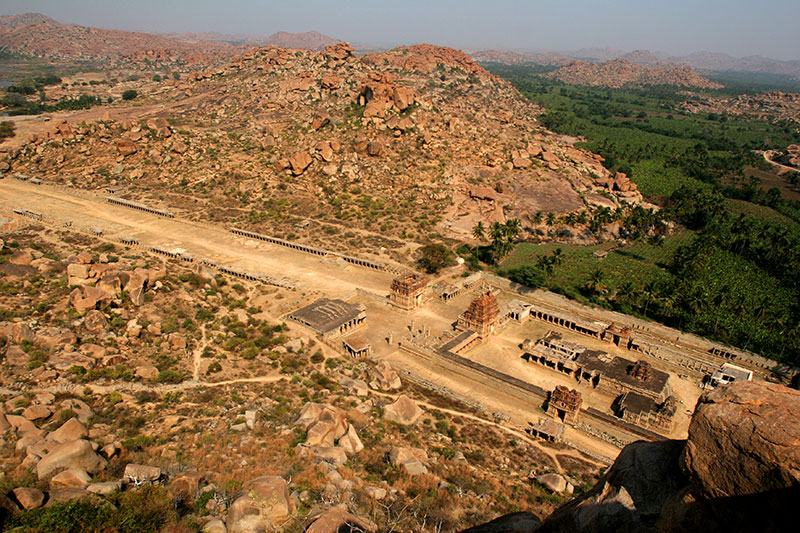 The Tiruvengalanatha Temple complex in Hampi’s Sacred Center, seen from the top of Matanga Hill