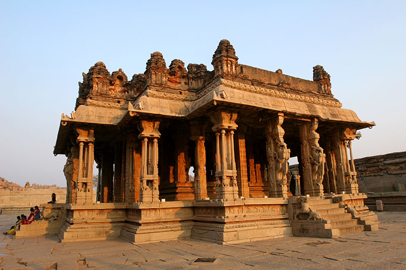 A freestanding mandapa, or pillared public hall, in Hampi’s Vitthala Temple complex 