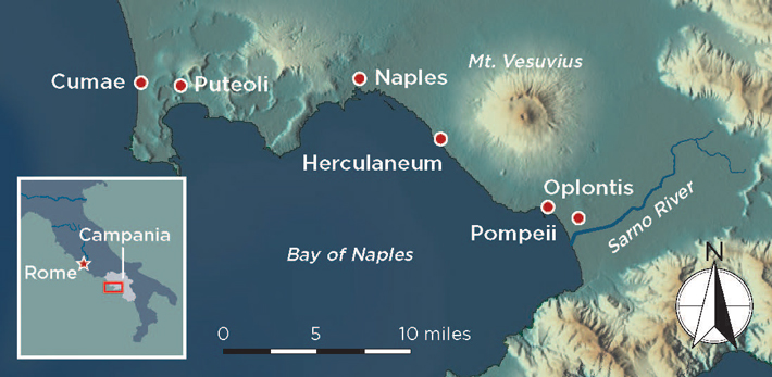 Pompeii Volcano Map