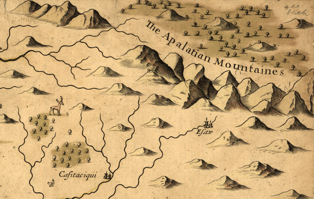 Approximate location of Cofitachequi, seventeenth-century map