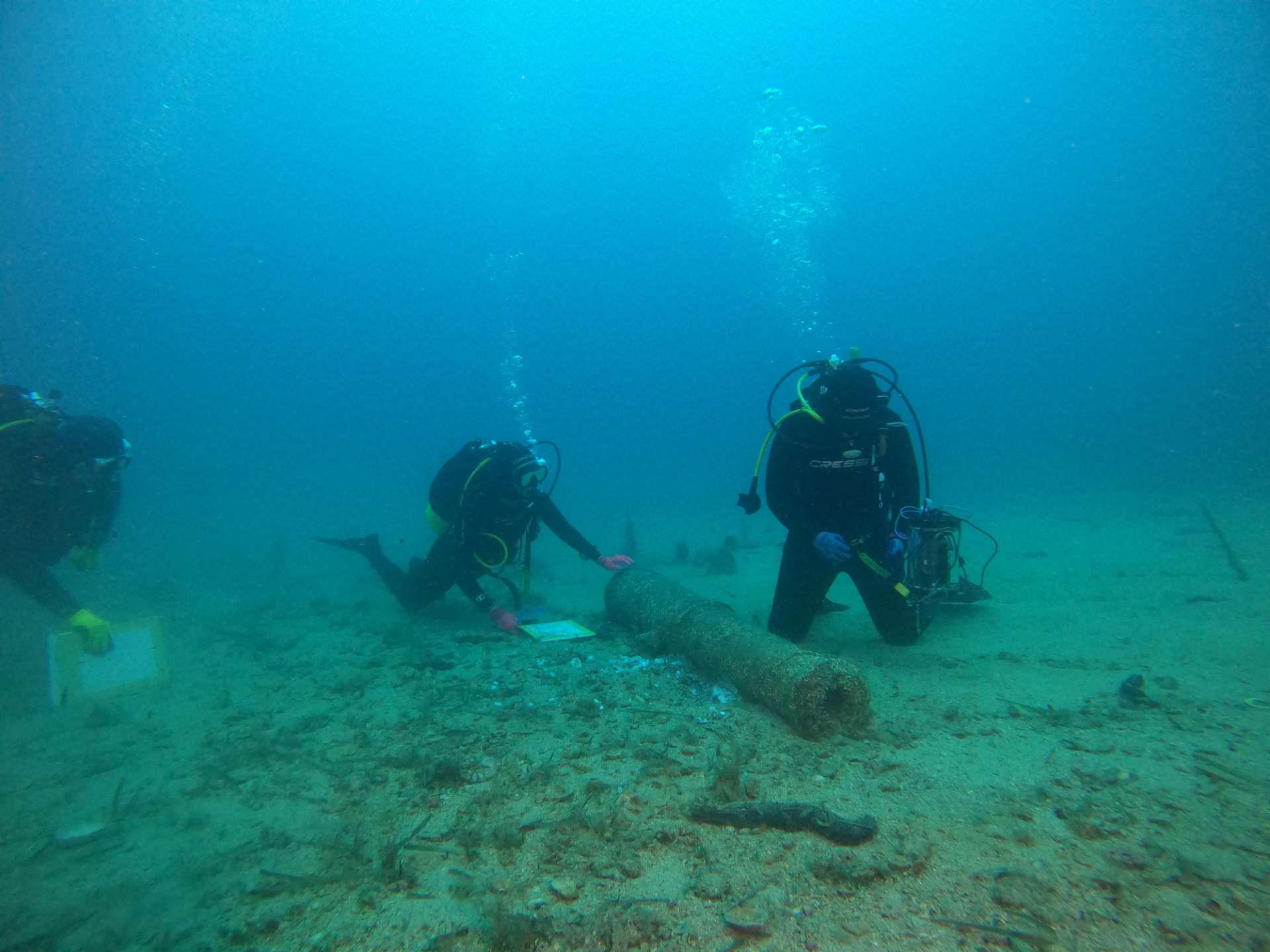 Underwater excavation of a shipwreck near Cape Franina, Croatia