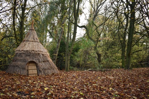 Reconstruction of ancient dwelling at Star Carr, North Yorkshire, England