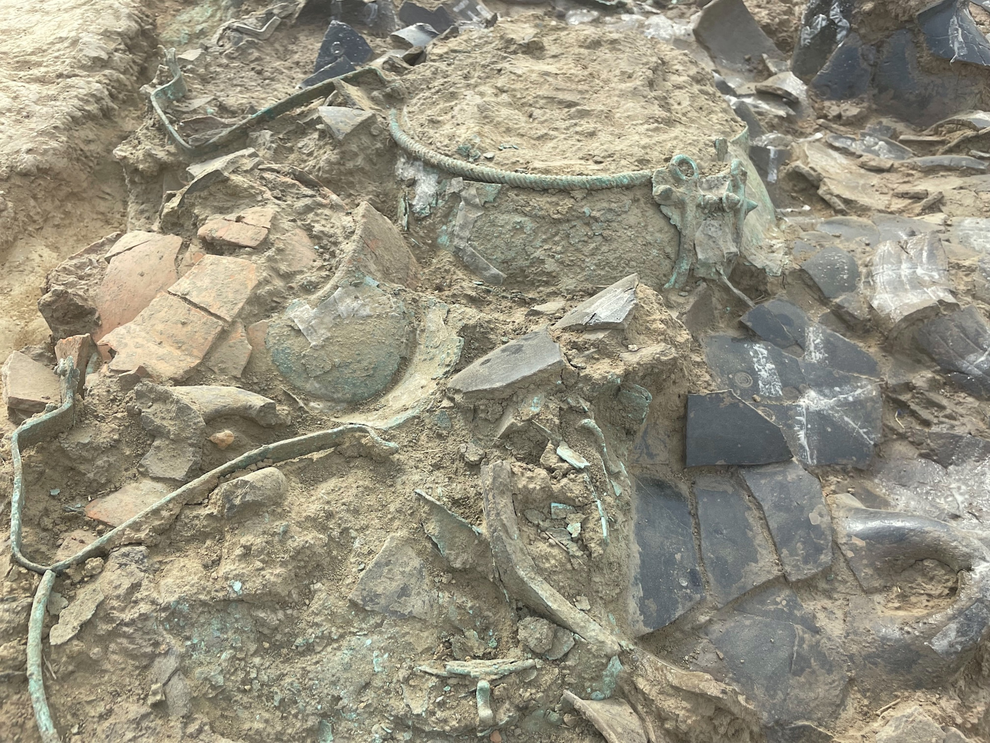 Bronze containers in situ, Nevola, Italy