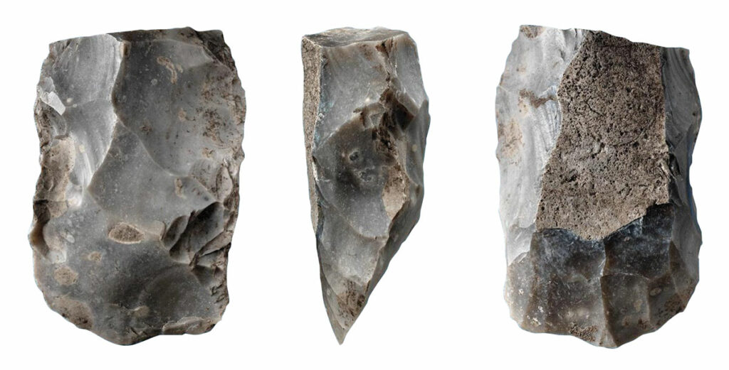 Ertebølle flint ax (three views)