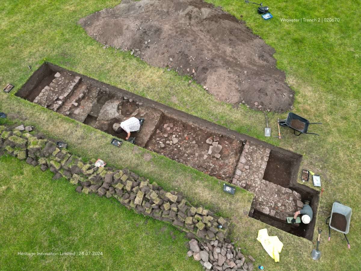 Excavation of a monumental public building at the Roman site of Viriconium in England