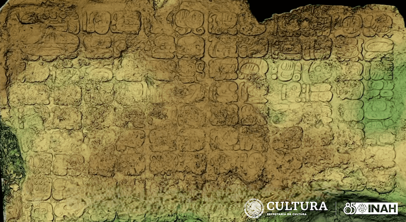 Maya glyphs on the stela