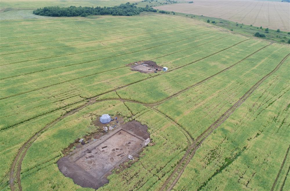 Aerial view of excavations, Gnezdilovo, Russia