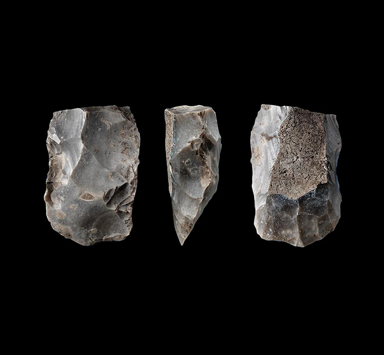 Ertebølle flint ax (three views)