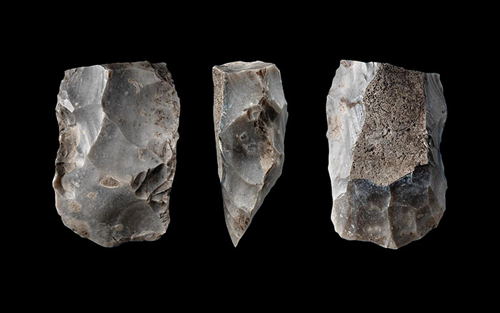 Ertebølle flint ax (three views)