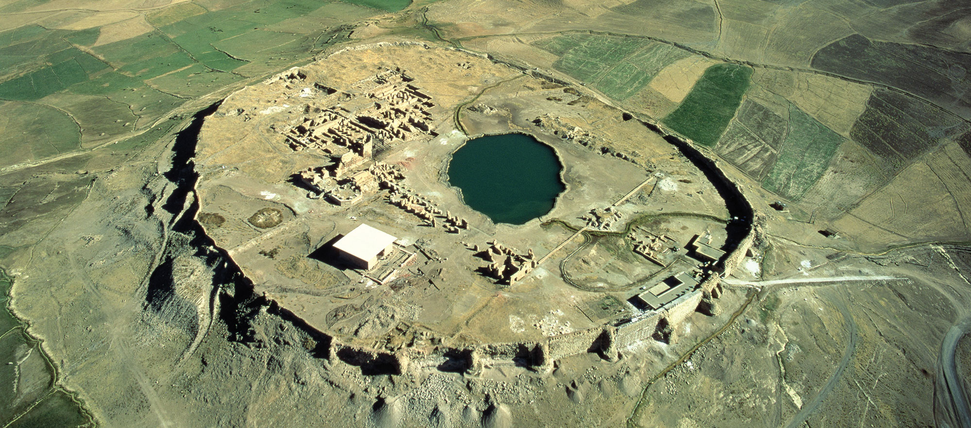 Ruins of a fire temple at the site of Takht-e Soleyman in northwest Iran