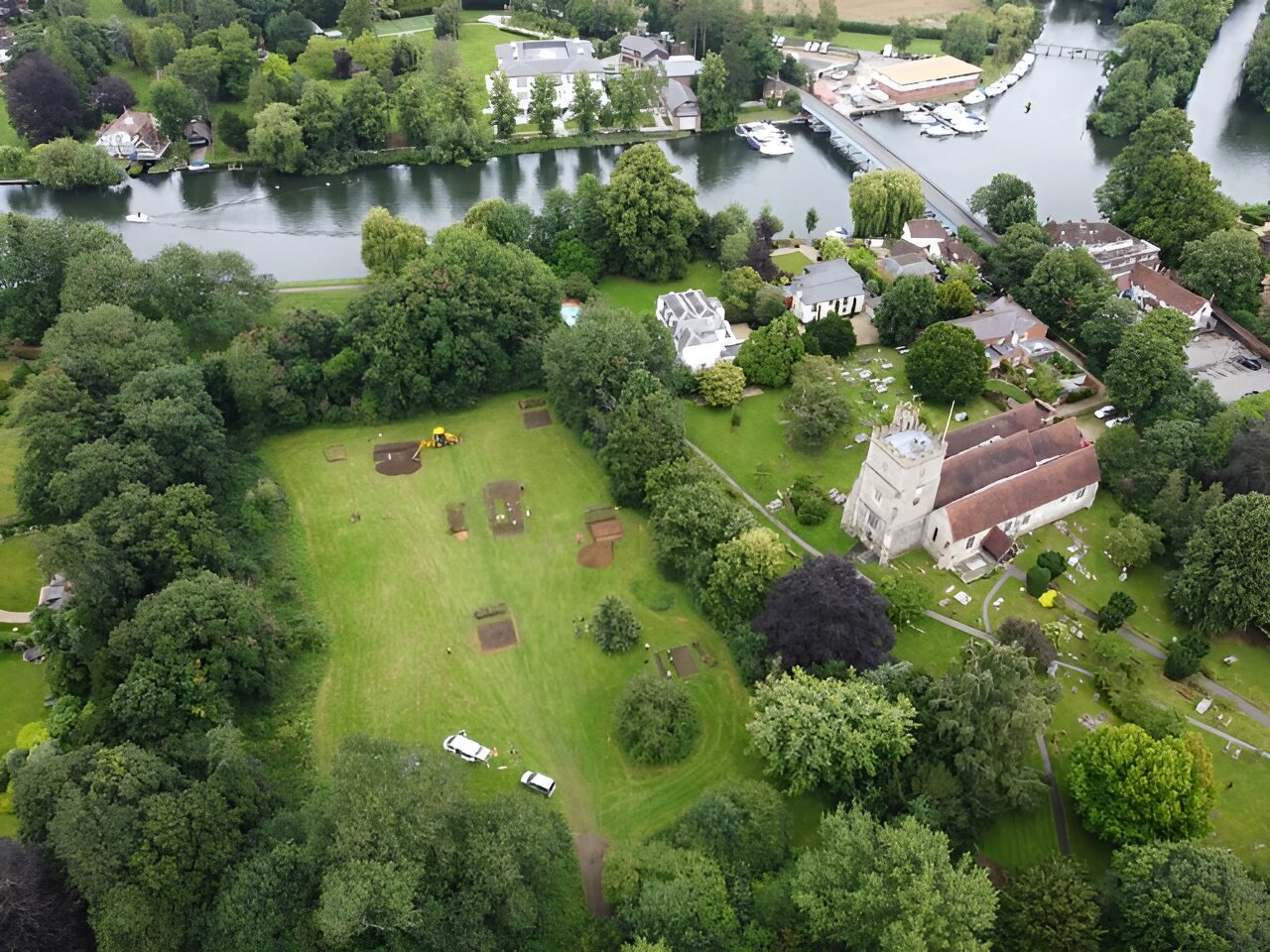 Aerial photo of excavations, Cookham, England