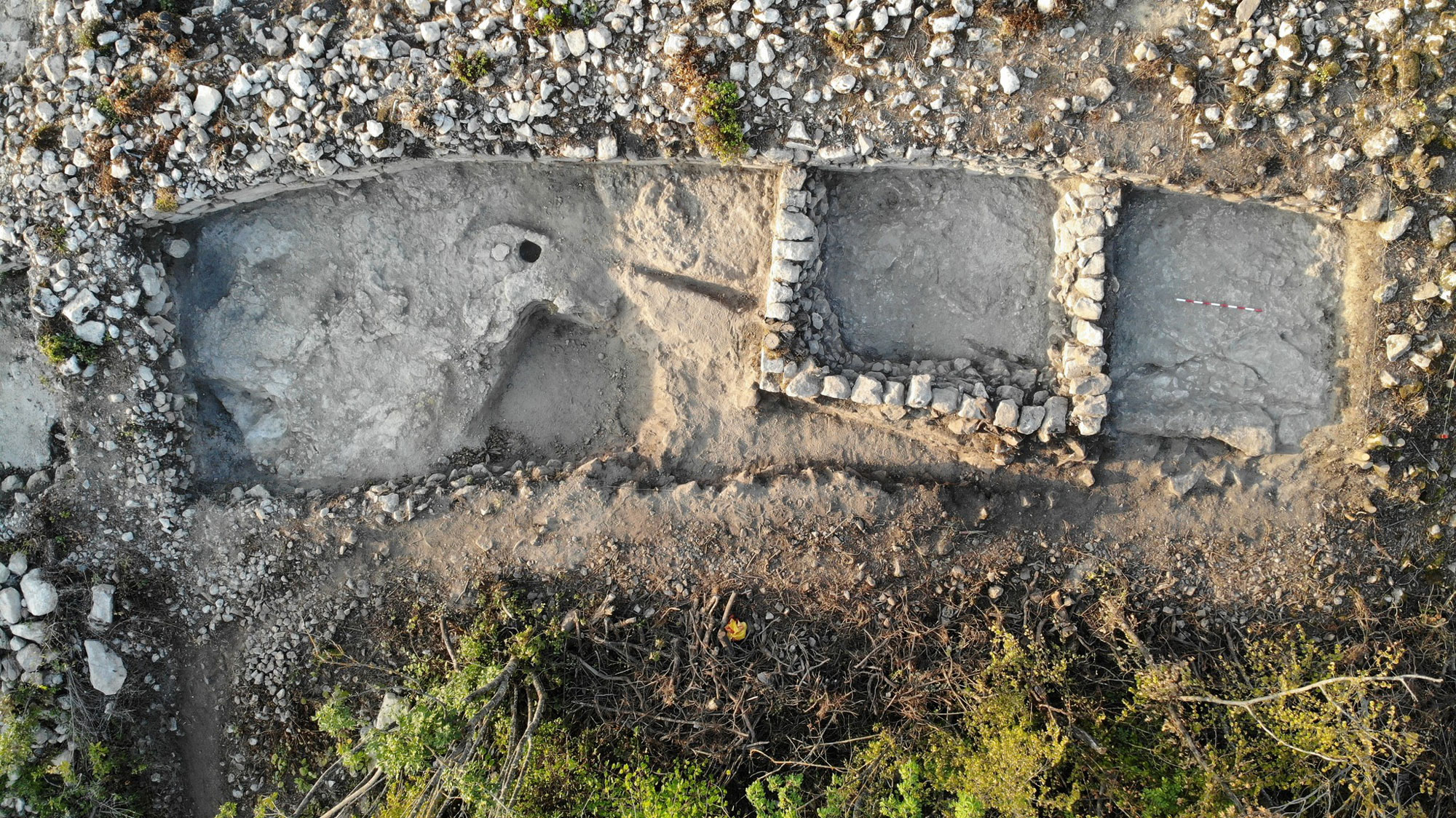 Aerial view of fortress wall, Cherven, Bulgaria