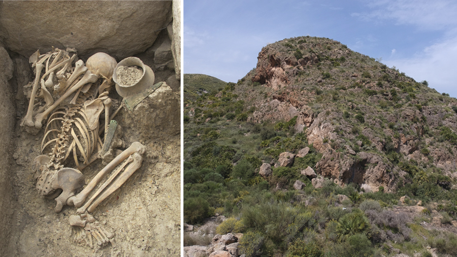 Left: Tomb at the site of La Almoloya; Right: The site of Gatas