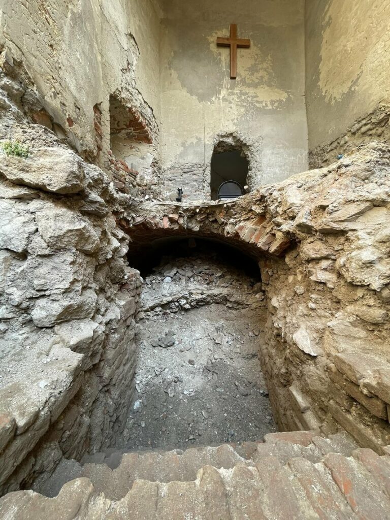 Gothic crypt under the altar in the Lord's Chapel at Trenčín Castle