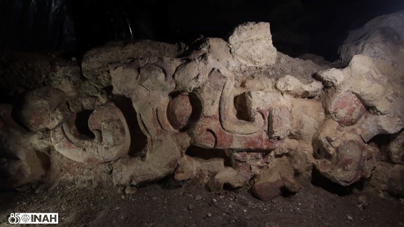 Painted relief, Dzibanché Archaeological Zone, Mexico