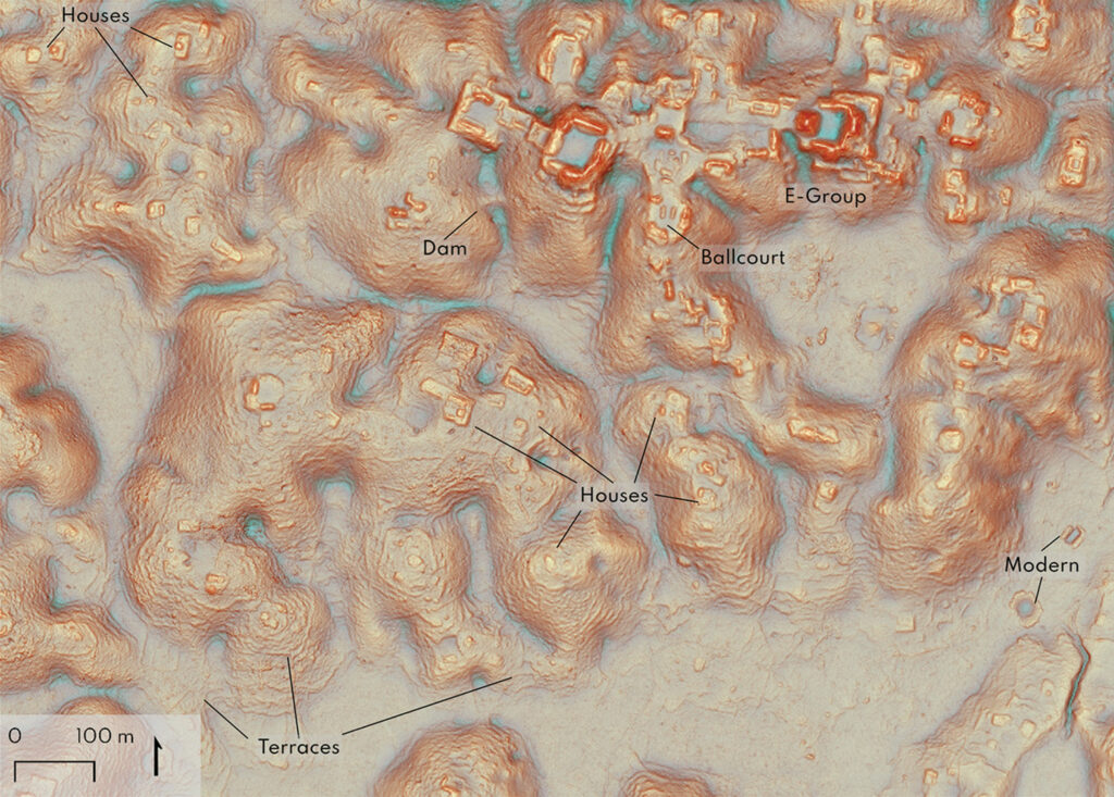 Lidar map of the site of Valeriana, Campeche, Mexico