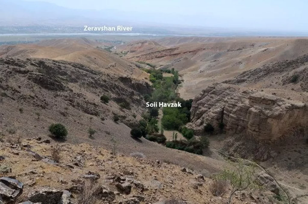 View of the Zeravshan Valley from Soii Havzak