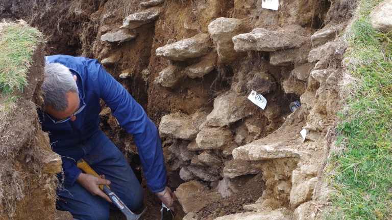 Excavation of King Arthur's Hall, Cornwall, England