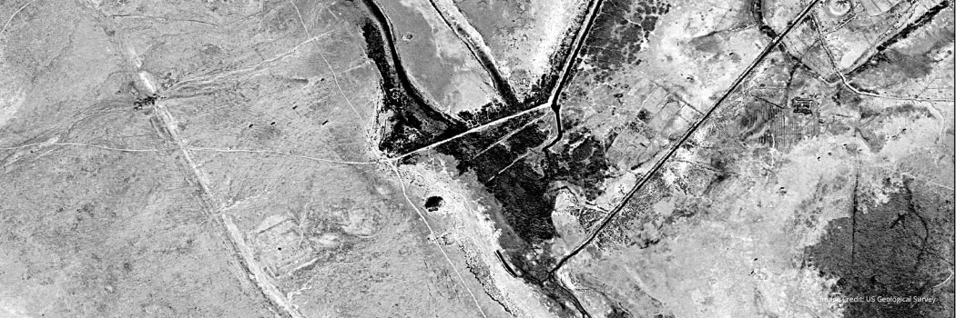 Declassified spy satellite image of al-Qadisiyyah, Iraq, taken in 1974