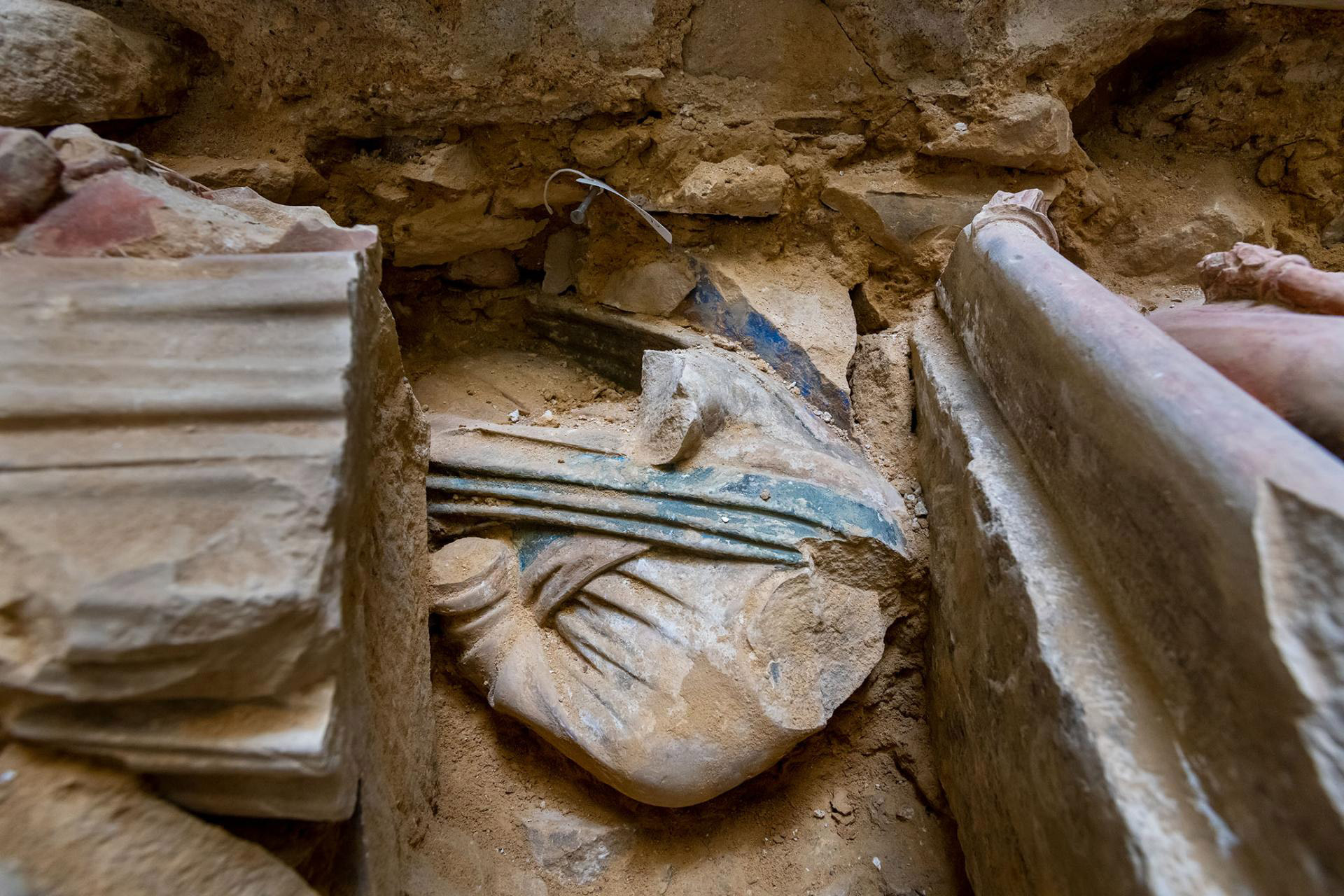 Torso of a statue being excavated, Notre Dame, Paris