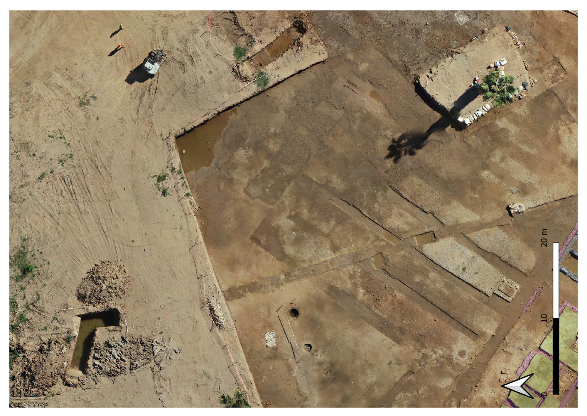 Aerial view of excavation of Sant Gregori villa, Burriana, Spain