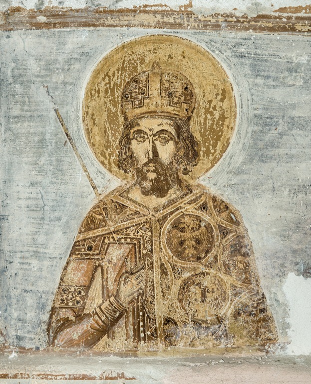 Constantine XI Palaiologos fresco, Aigialeia, Greece