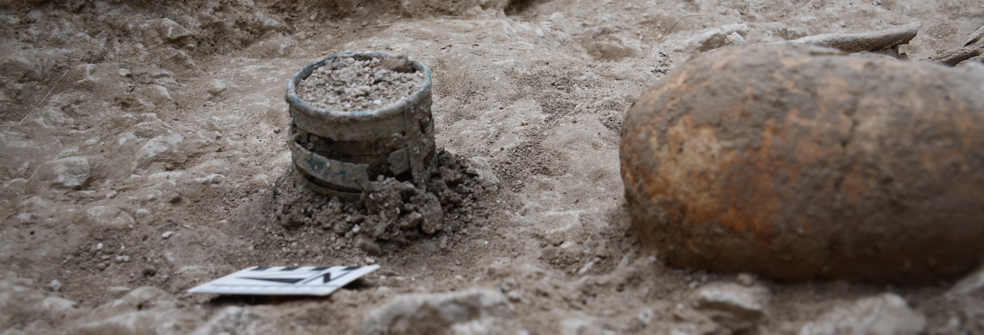 Excavation of Anglo-Saxon cemetery, Kent, England