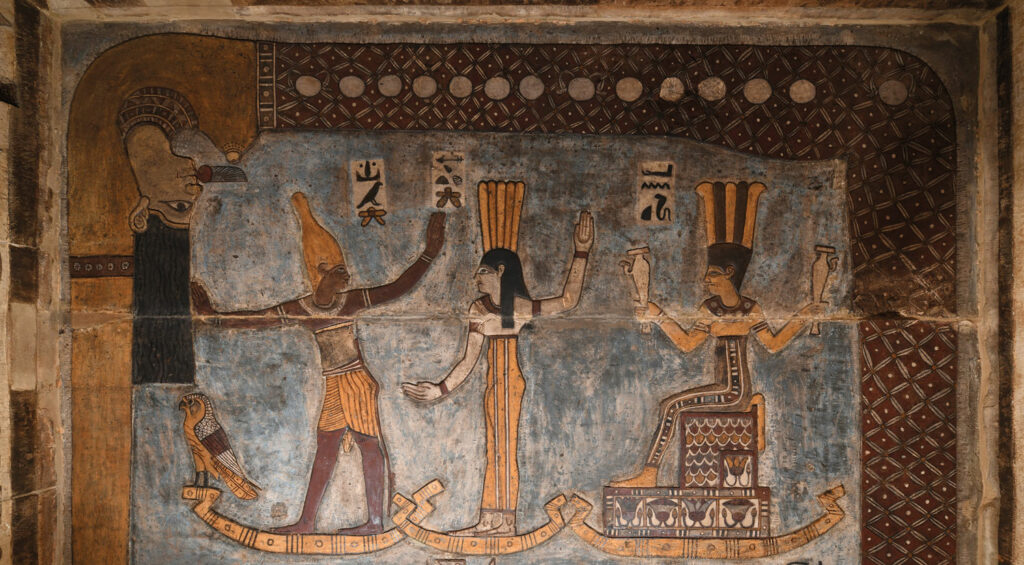 Three deities associated with New Year’s Day: (left to right) the constellation Orion; Sothis, or the star Sirius; and Anukis, goddess of the annual Nile flood