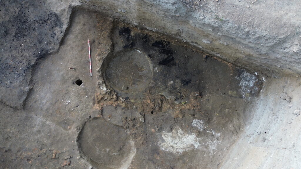 Excavation of the officer's room disturbed by medieval pits, Lom, Bulgaria