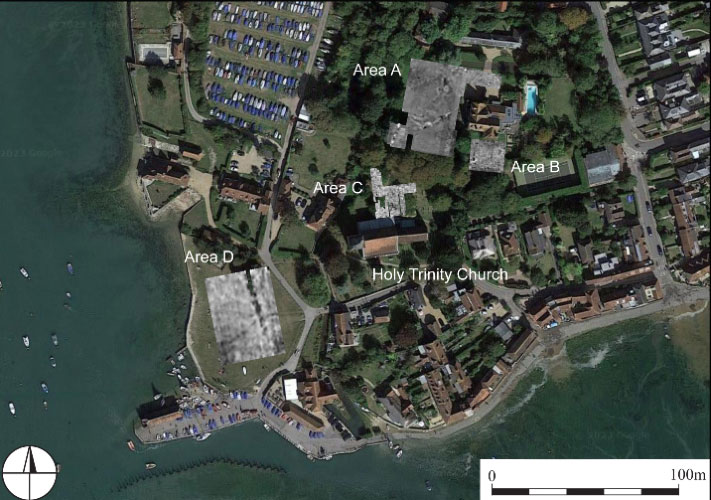 Plot of geophysical survey results from Bosham, England