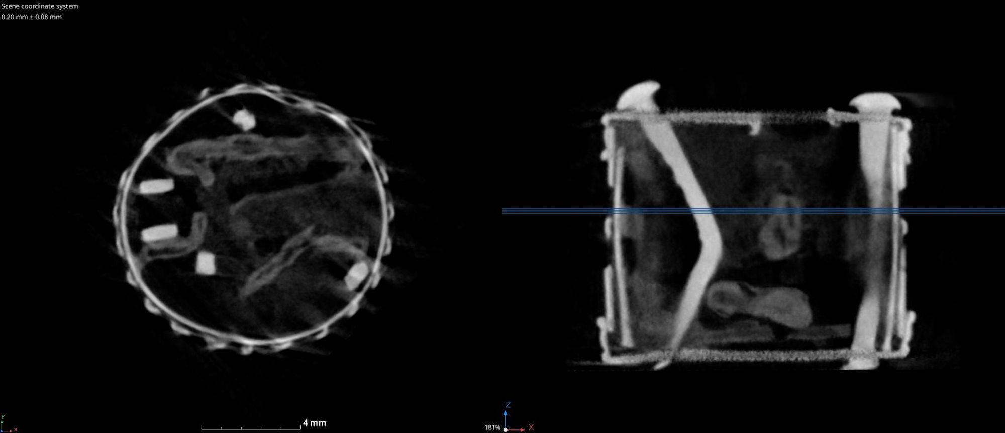 Neutron computed tomography scan of the box lock showing its inner workings