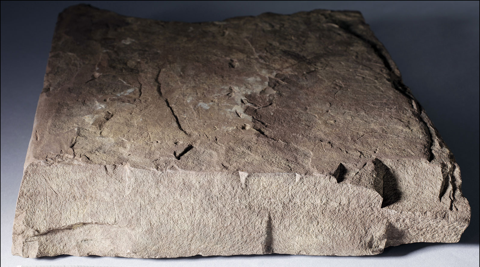 Side view of stone featuring runic markings