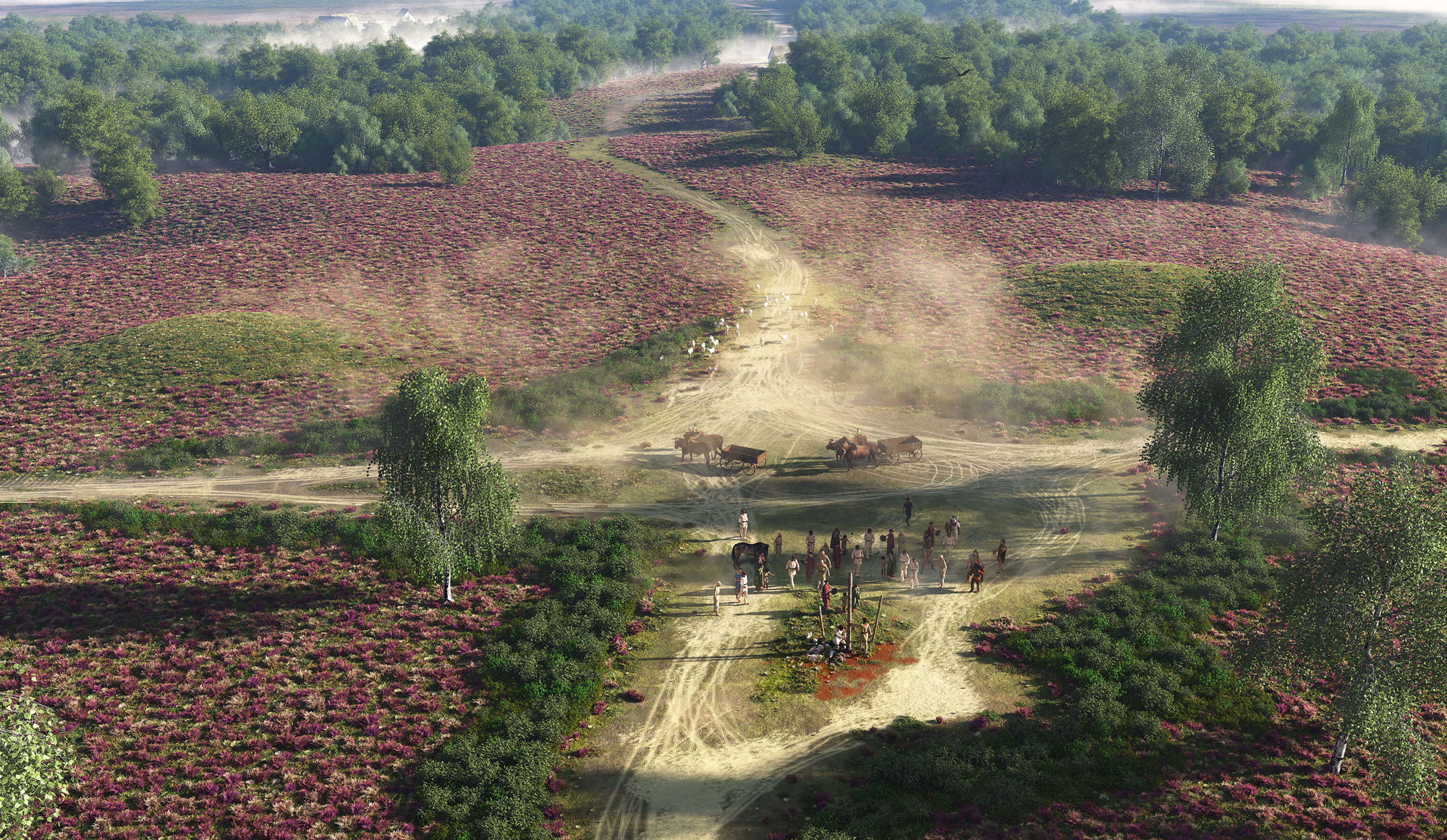 Artist's impression of the Hezingen cult site in The Netherlands