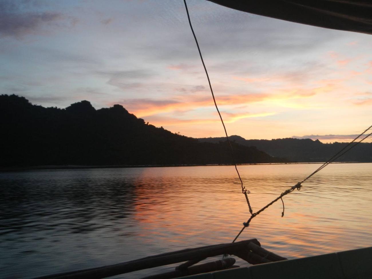 Philippines sea landscape with rope