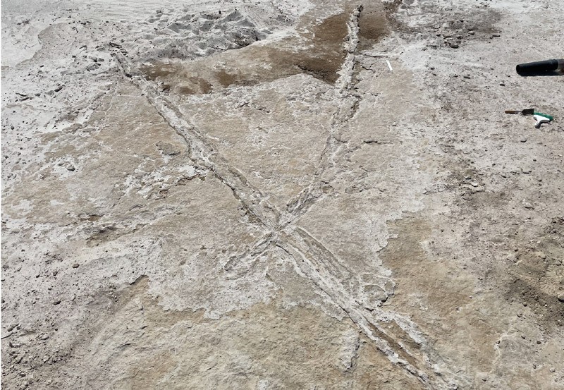 Drag marks forming an X, White Sands National Park, New Mexico