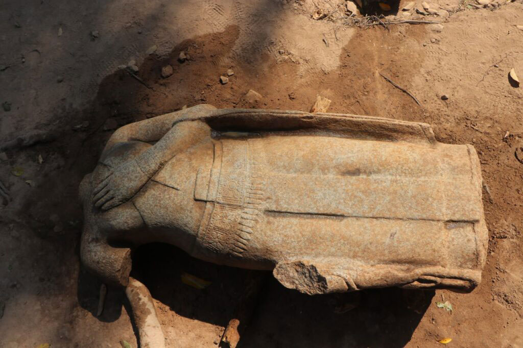 Torso of Buddha statue unearthed at Ta Prohm Temple, Cambodia