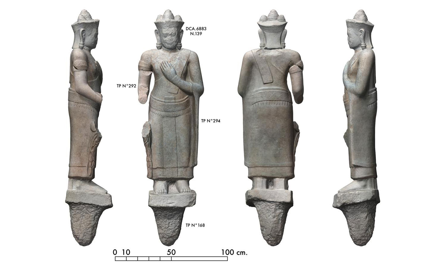 Digital reassembly of Buddha statue fragments uncovered at Ta Prohm Temple, Cambodia