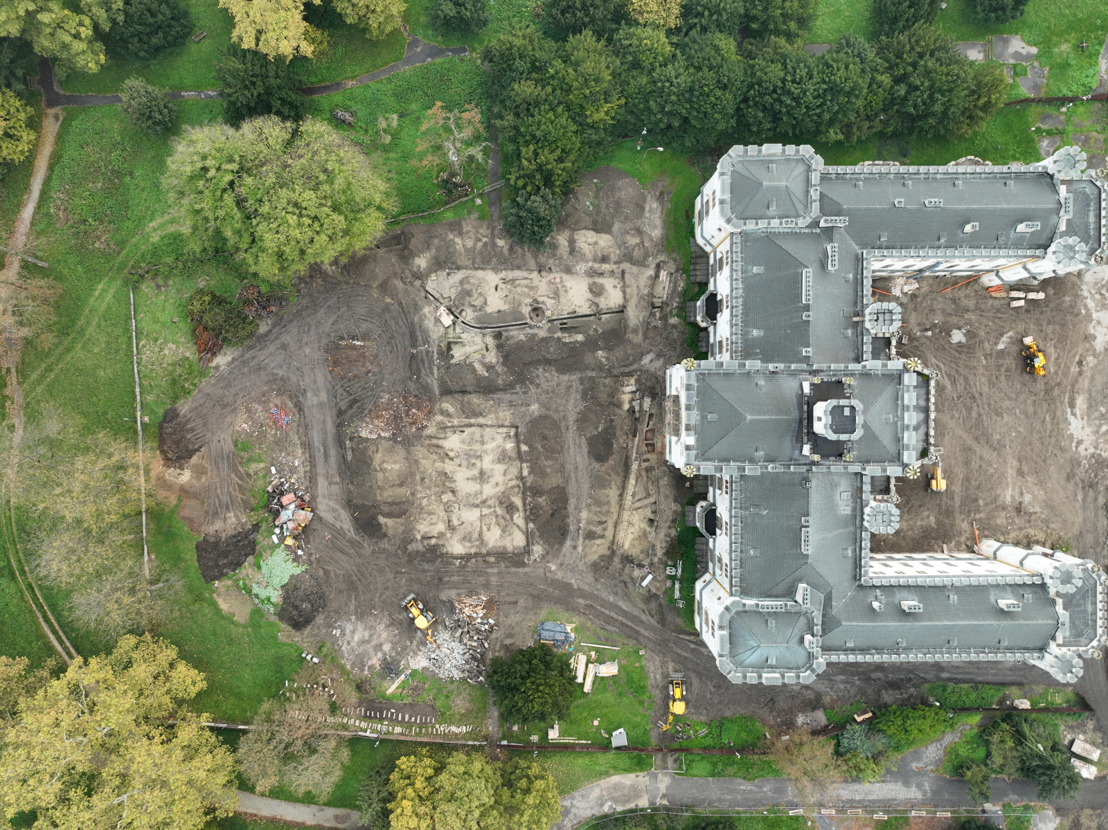 Aerial photo of excavations, Rusovce Manor House, Slovakia