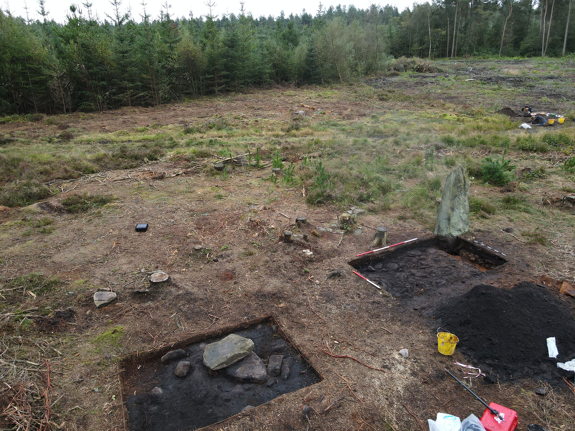 Main standing stone and newly discovered platform, Farley Moor, England