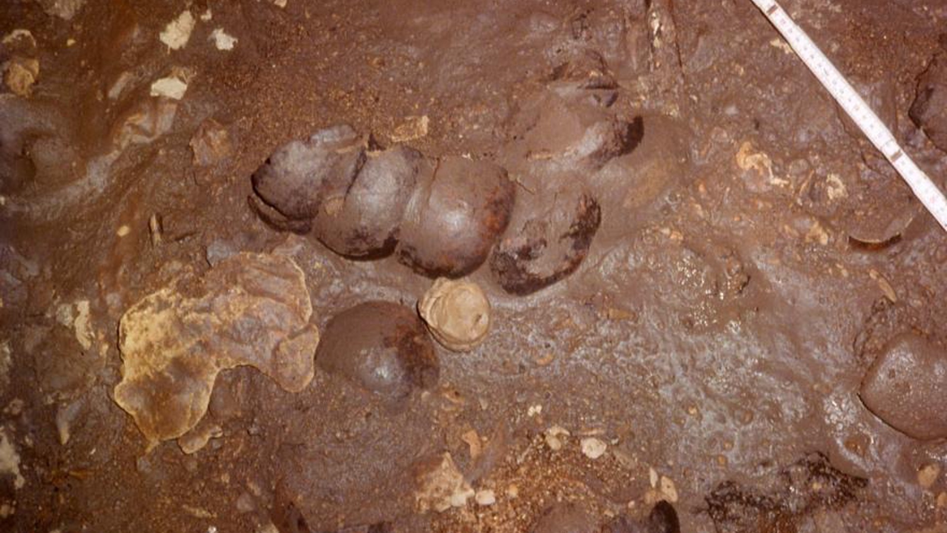 Stacked skulls, Cueva de Sangre, Guatemala