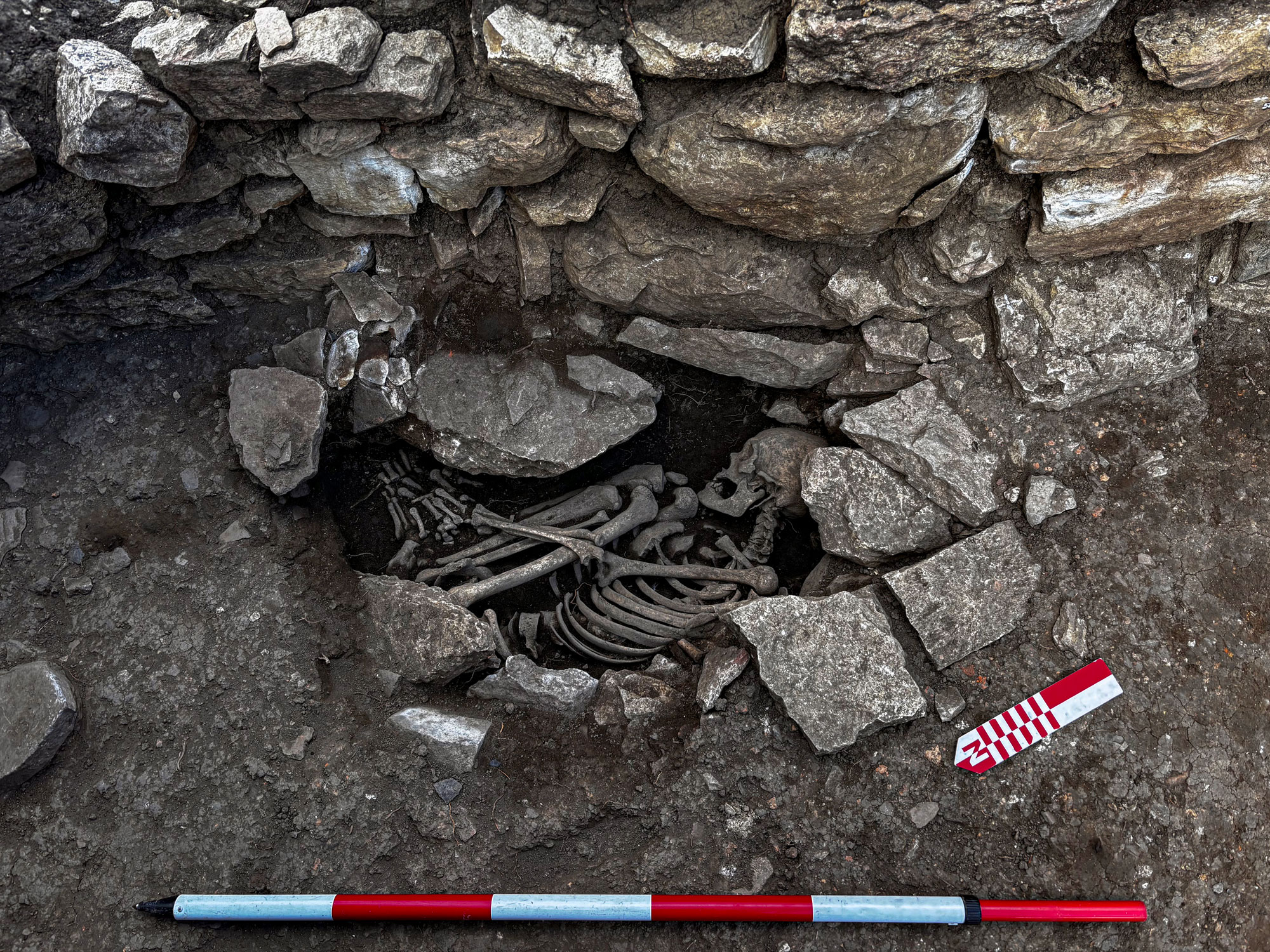 Tomb with human skeletal remains, Kuelap, Peru