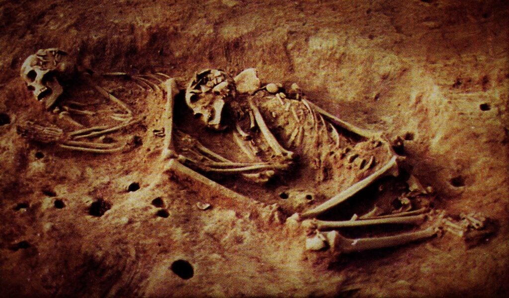 Skeletons of two hunter-gatherers excavated at the Checua site in Colombia's Altiplano