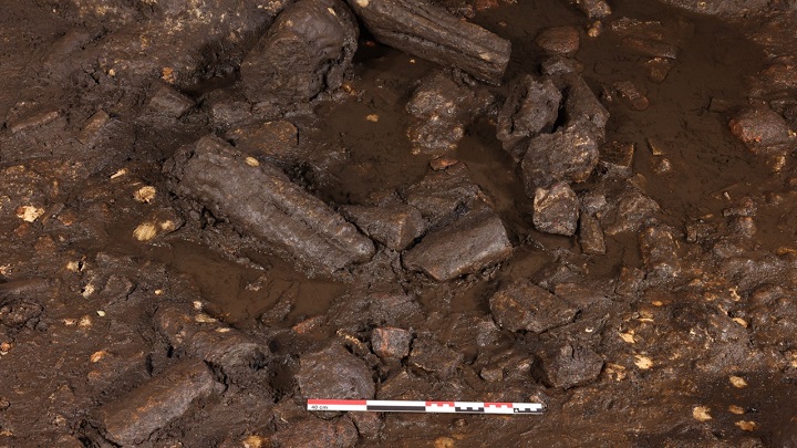 Ring-shaped structure made with stalagmite formations in Cova Dones, Valencia, Spain