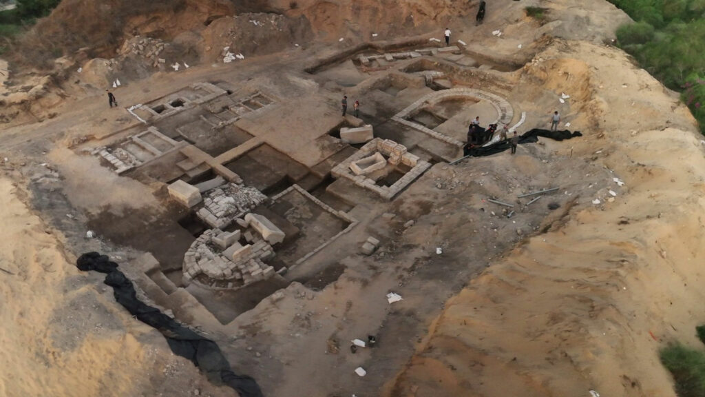 Aerial view of excavations, Caesarea, Israel