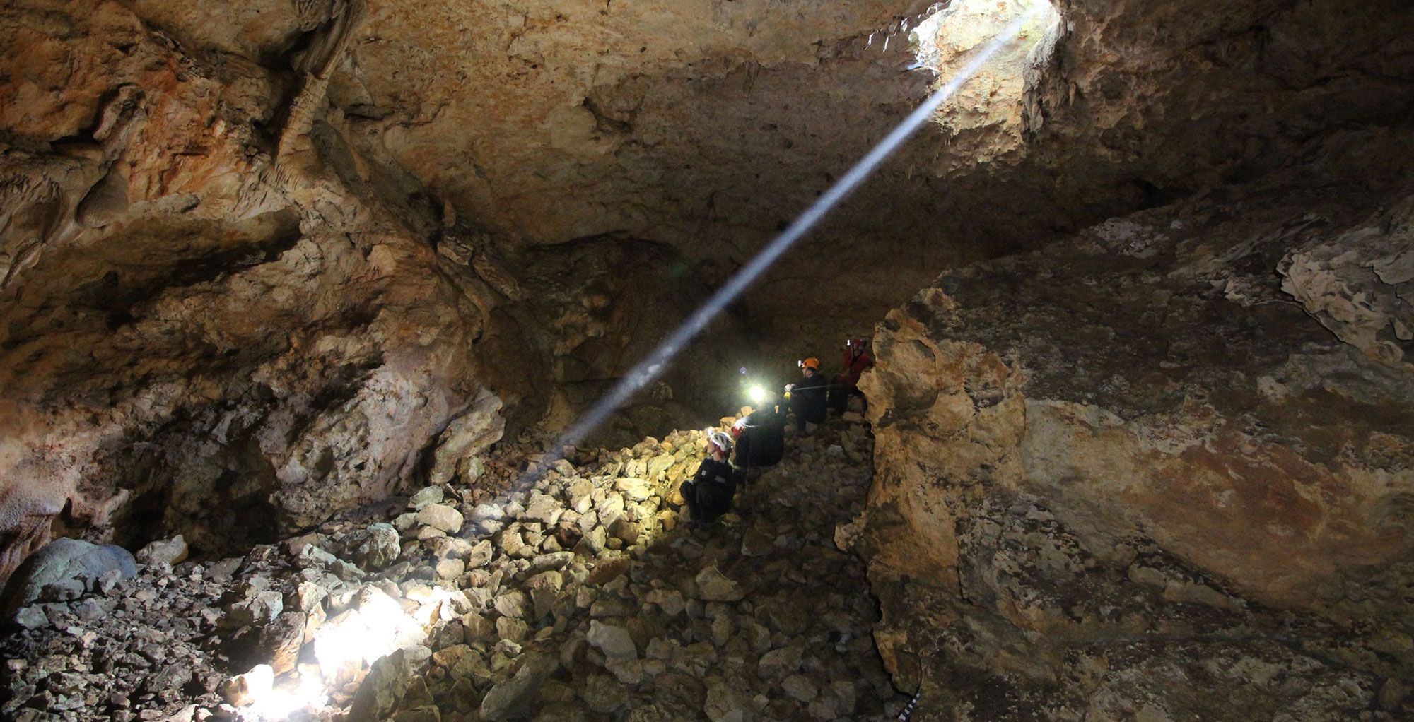 Archaeological team inside Crno Jezero Cave, Croatia