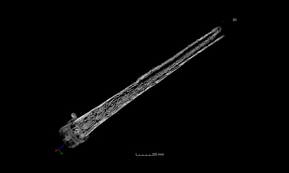 3D image of the spear generated by CT scan